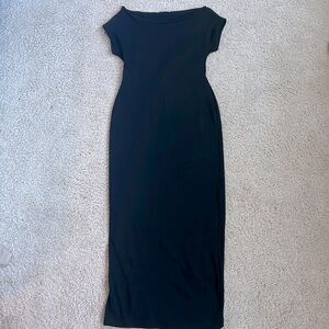 Zara Midi Black Boat-Neck Dress Size M